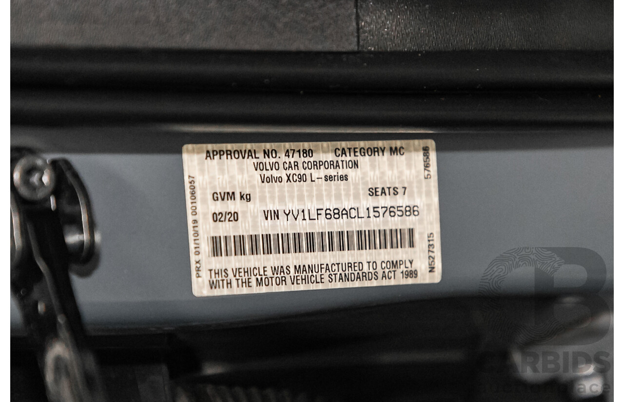 2/2020 Volvo XC90 D5 Inscription (AWD) 256 MY20 4d Wagon Thunder Grey Twin Turbo Diesel 2.0L - 7 Seater