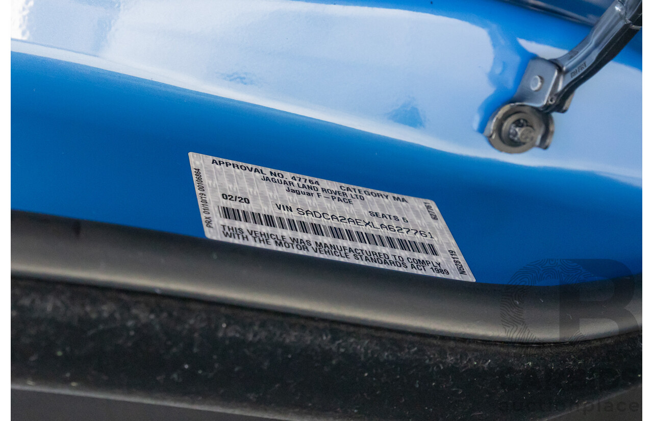 2/2020 Jaguar F-Pace SVR (AWD) X761 MY20 4d Wagon Ultra Blue Supercharged V8 5.0L