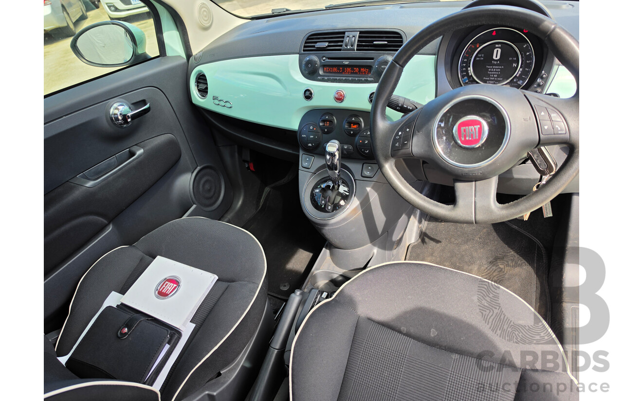 06/2015 Fiat 500 Lounge MY14 3d Hatchback Green 0.9L