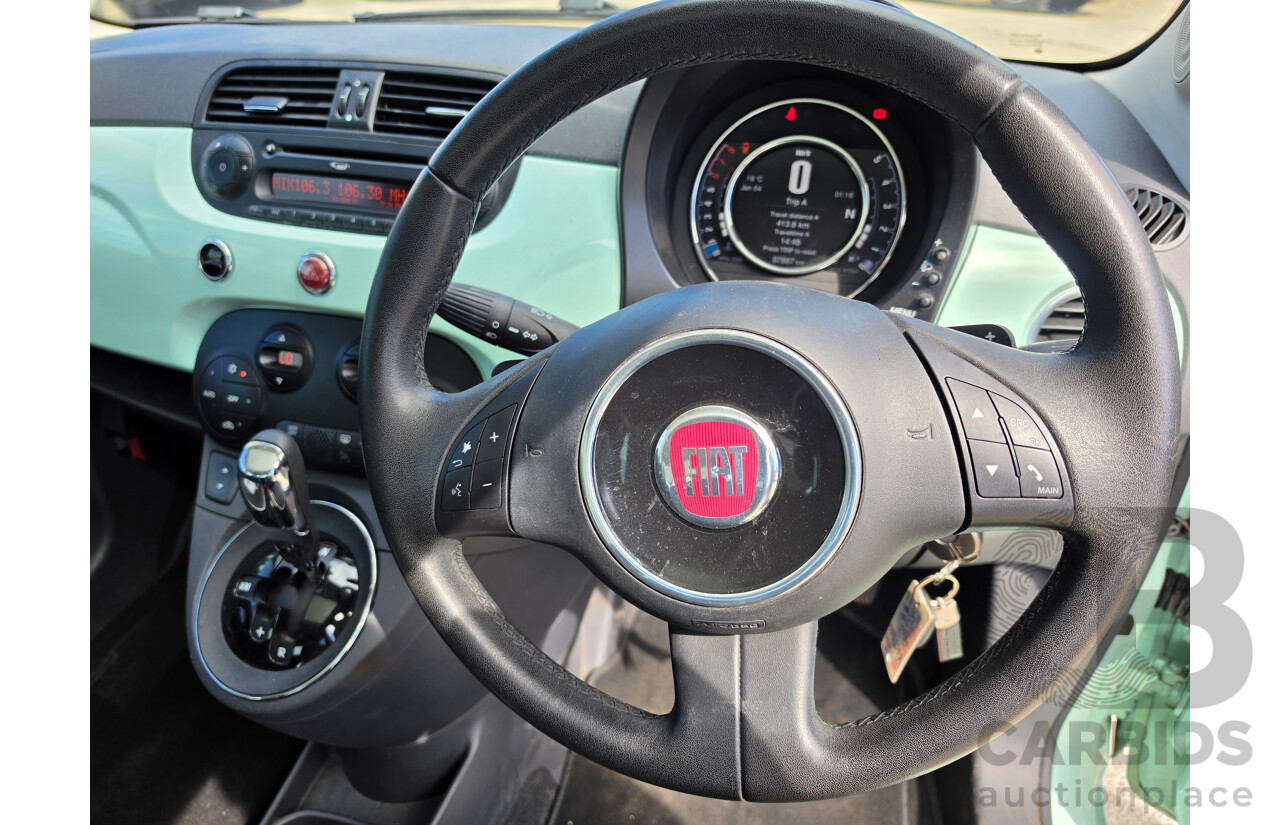 06/2015 Fiat 500 Lounge MY14 3d Hatchback Green 0.9L