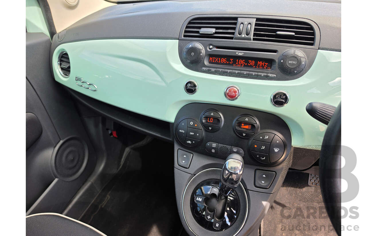 06/2015 Fiat 500 Lounge MY14 3d Hatchback Green 0.9L