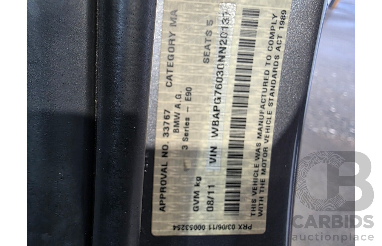 08/2011 BMW 323i Lifestyle E90 MY11 4d Sedan Grey 2.5L V6