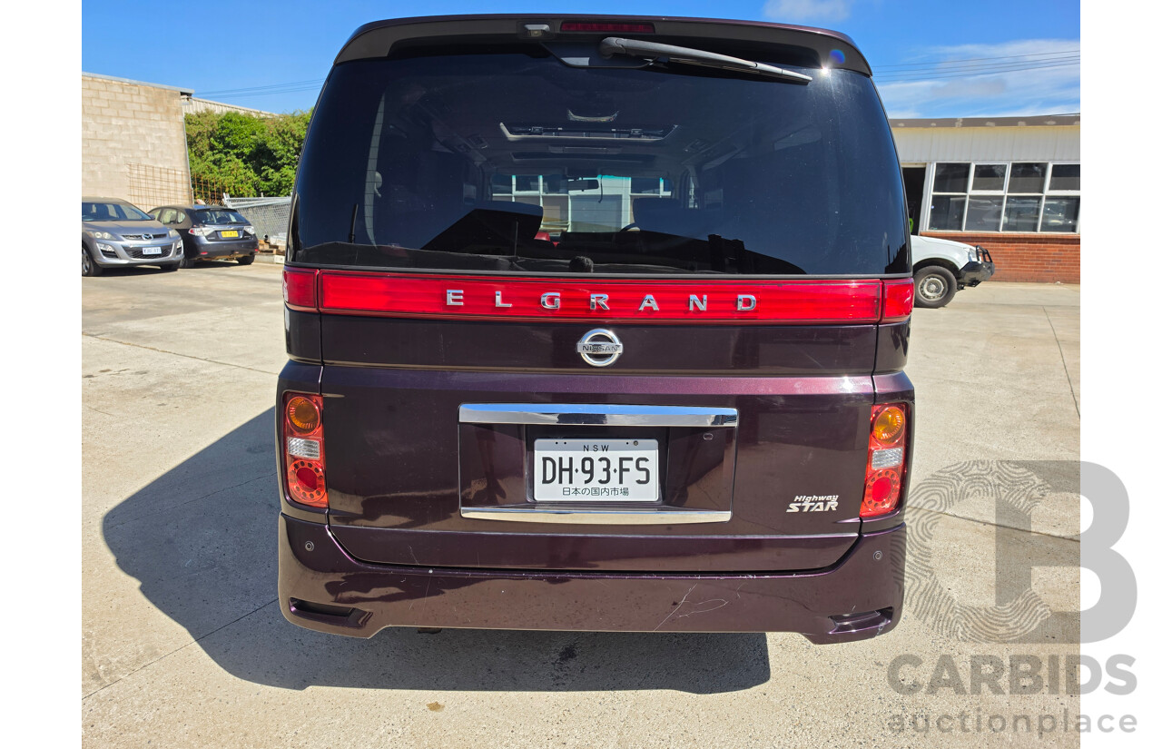 03/2008 Nissan Elgrand Highway Star E51 5 Sp Automatic Purple Metallic V6 3.5L - 04/2015 Import
